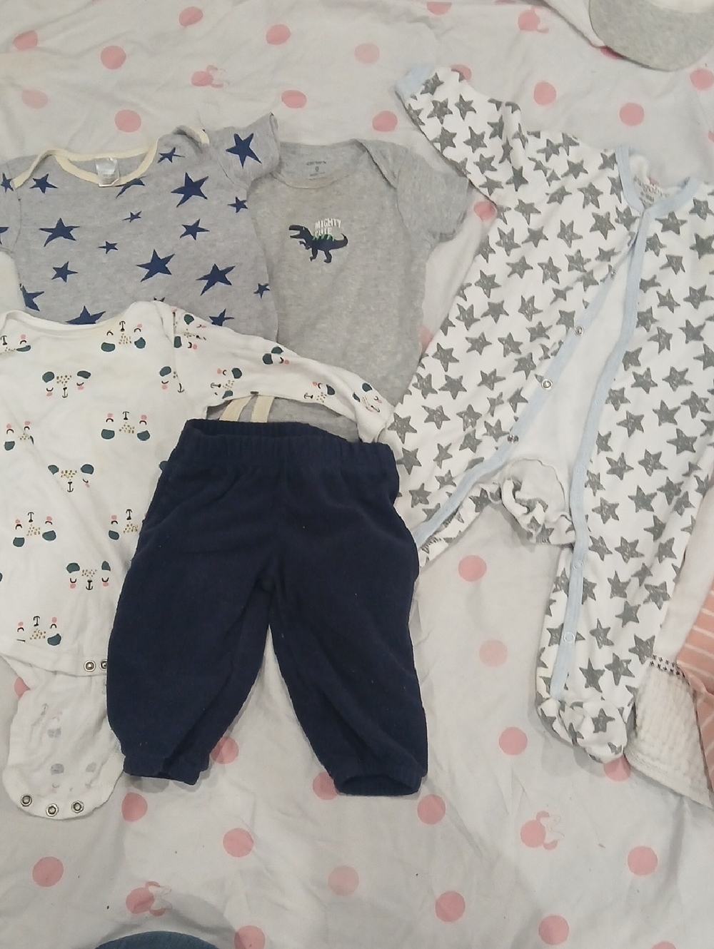 Baby Star & Dinosaur Onesie Set with Navy Pants